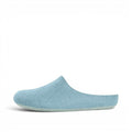 Baabuk light blue Kanga wool slippers with a simple slip-on design, handmade from natural New Zealand sheep wool.