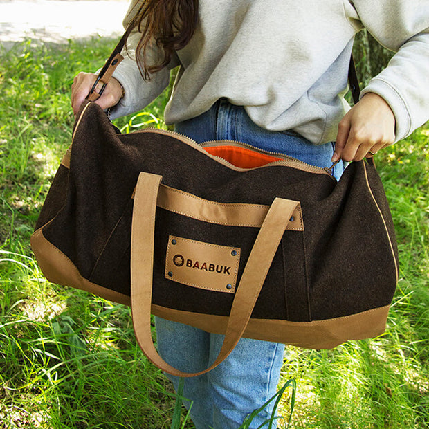 Weekender-Tasche aus Wolle - Brown