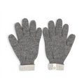 Baabuk dark grey reversible baby alpaca wool gloves with light grey ribbed cuffs on a white background.