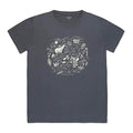 Baabuk dark grey 100% merino wool t-shirt featuring a white 10th anniversary illustration by Ana Seixas Santos.