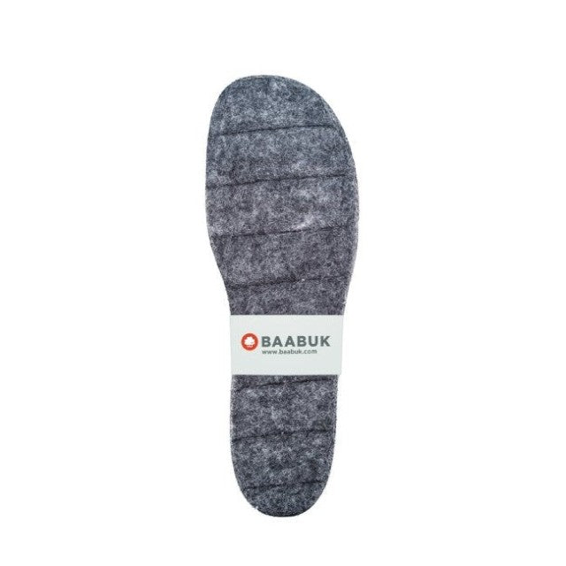 Baabuk grey handcrafted felt slipper insoles with a quilted texture, designed for comfort and a customizable fit.