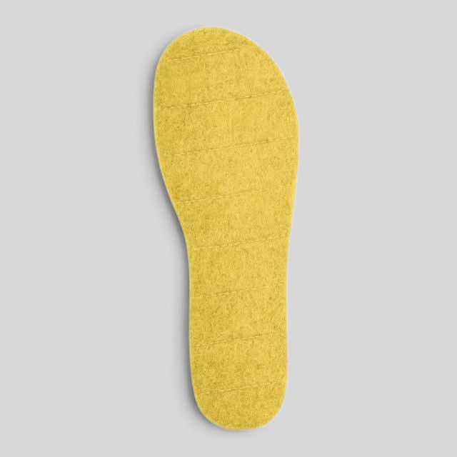 Baabuk handcrafted honey yellow felt slipper insoles for added comfort and replacement.