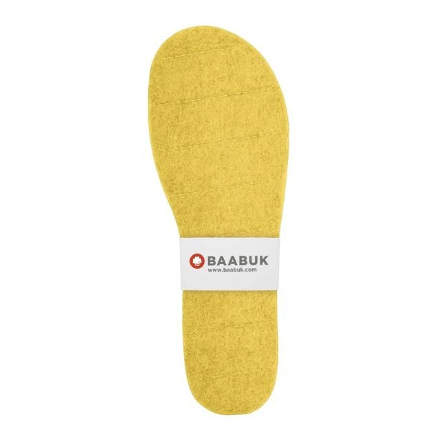 Baabuk handcrafted honey yellow wool felt slipper insoles for added comfort and replacement.