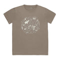 Baabuk khaki 100% merino wool T-shirt featuring a white graphic illustration by Ana Seixas Santos.