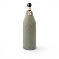Baabuk khaki wool bottle cover providing natural insulation for a wine bottle on a white background