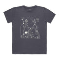 Baabuk dark grey 100% merino wool t-shirt with white Swiss-themed anniversary illustration by Jamie Aspinal.