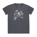 Baabuk dark grey 100% merino wool T-shirt featuring a white Nepalese-inspired illustration by Shraddha Shrestha.