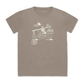 Baabuk 10-year anniversary T-shirt in khaki merino wool with a white graphic illustration by Shraddha Shrestha.