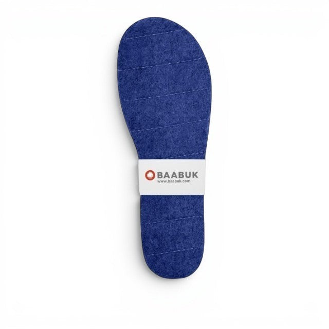 Baabuk navy blue handcrafted felt slipper insoles for replacement comfort