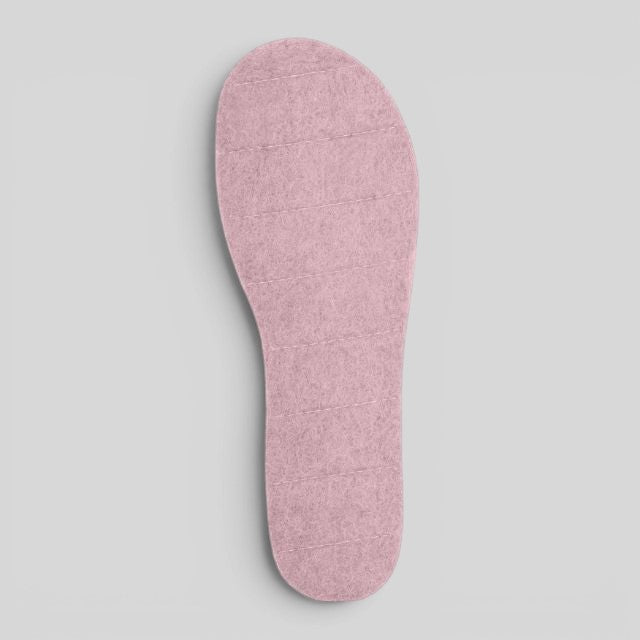 Baabuk handcrafted pink felt slipper insoles for added comfort, trimmable for a precise fit.