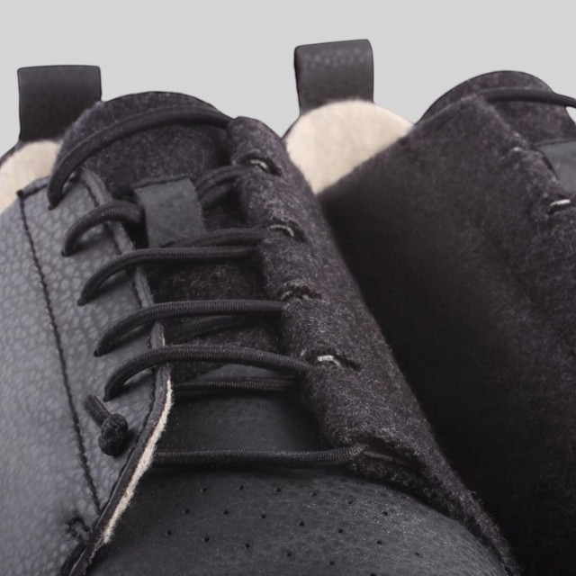Baabuk Shunya Wooler black sneakers featuring sustainable Burel wool and plant-based leather-like material