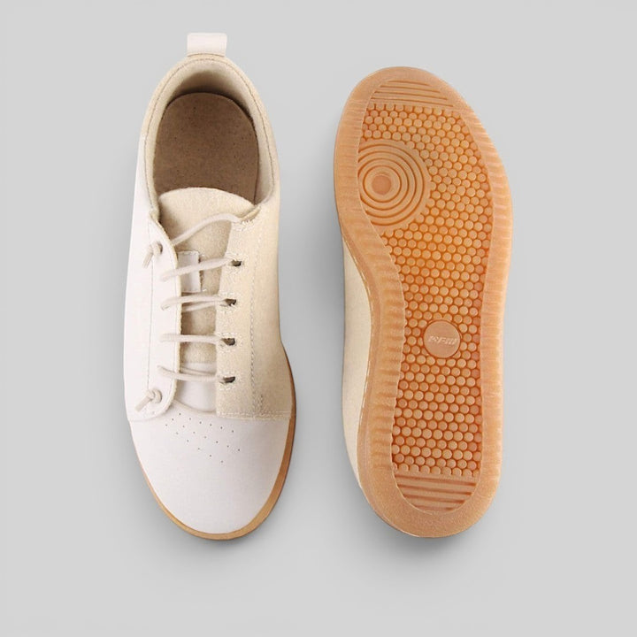 Baabuk Shunya Wooler white sustainable sneakers featuring Burel wool and plant-based leather with a natural rubber sole.