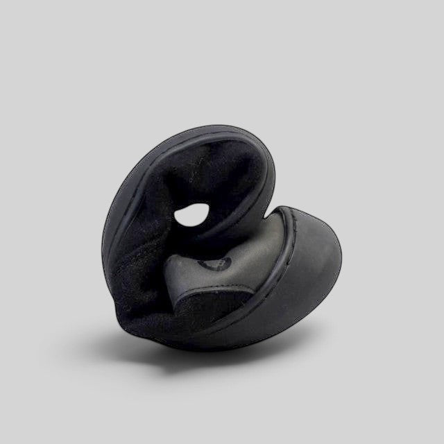 Baabuk Zero Wooler High black barefoot shoe folded to demonstrate flexibility and soft wool construction